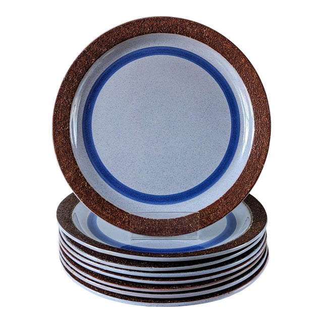 1950s Mid-Century Modern Swedish Gabriel Keramik Dinner Plates, Set of 8 For Sale