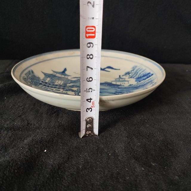 White Chinese Ceramic Plate,Blue and White Porcelain Plate Hand Painted Landscape Pattern For Sale - Image 8 of 10