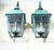 Metal Pair of Verdigris Finish Steel Outdoor Wall Sconces - Seeded Glass 22”x 10”x 11” For Sale - Image 7 of 14