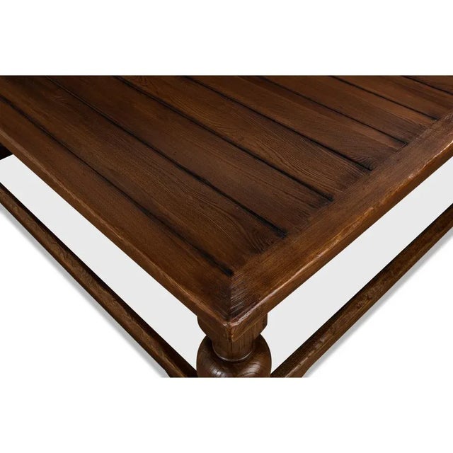 Brown Large Rustic Square Coffee Table For Sale - Image 8 of 10