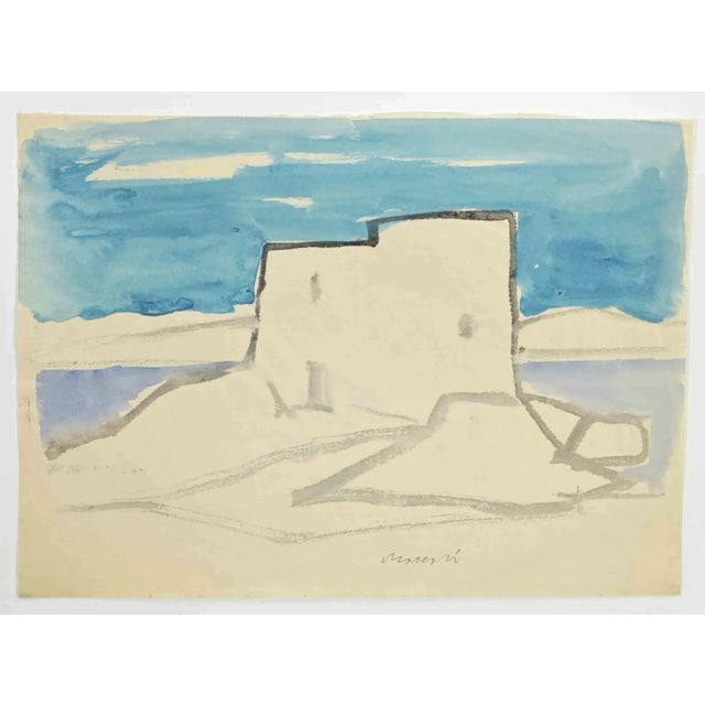 The Seascape is a Watercolor Drawing realized by Mino Maccari (1924-1989) in the 1960s. Hand-signed on the lower. Good...