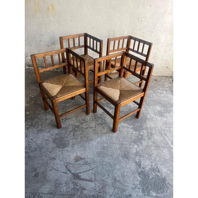 Brutalist Brutalist Oak Armchairs, 1950s, Set of 4 For Sale - Image 3 of 11