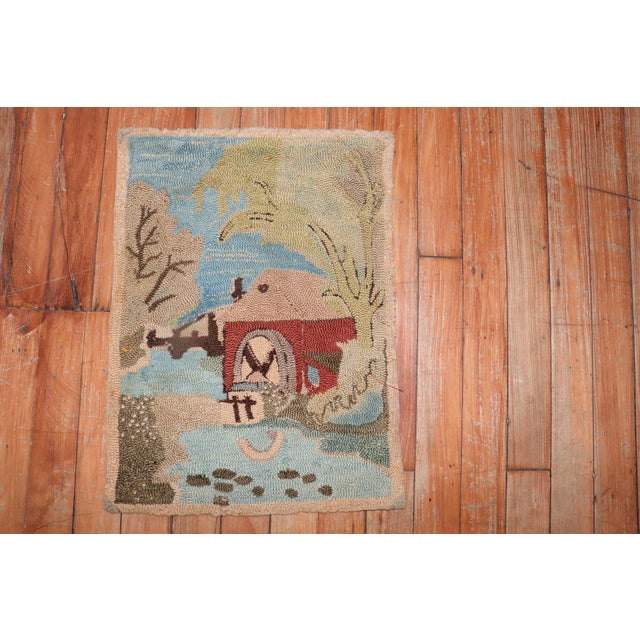 Early 20th Century American Hooked Pictorial Rug For Sale - Image 4 of 6