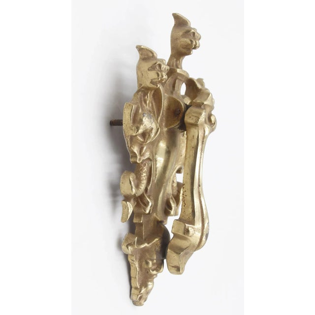 Metal Vintage Victorian Cerberus Brass Door Knocker For Sale - Image 7 of 8