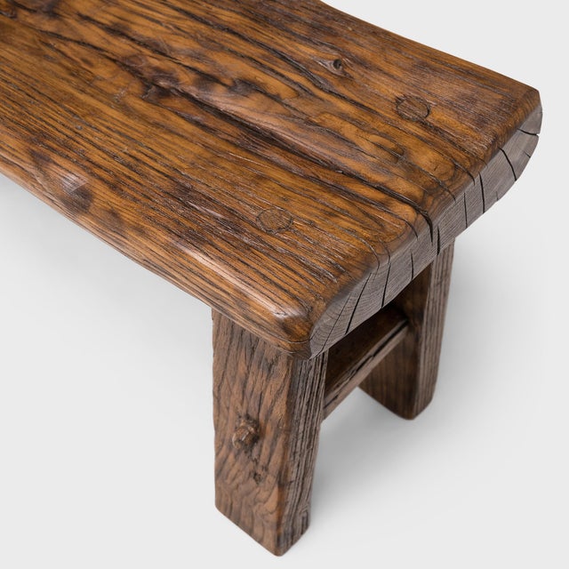 Petite Reclaimed Elm Bench For Sale - Image 4 of 4