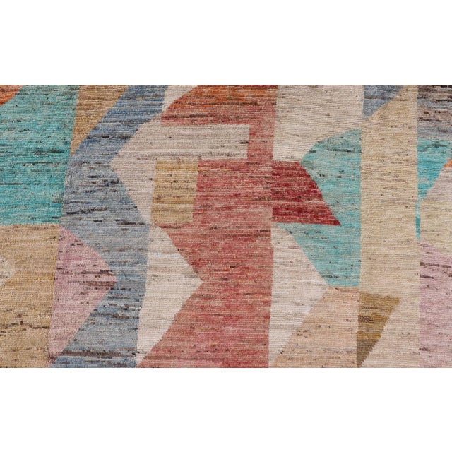 Teal Hand-Knotted Modern Casual Rug by Keivan Woven Arts 10'5 X 13'10 For Sale - Image 8 of 12