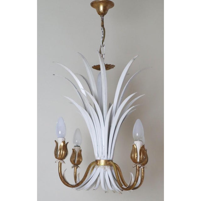 Hollywood Regency Leaf Chandelier in White and Gold from Hans Kögel, 1960s For Sale - Image 14 of 18