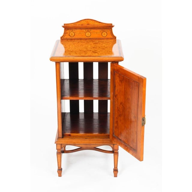 Wood Victorian Satinwood & Inlaid Bedside Cabinet, 19th Century For Sale - Image 7 of 13
