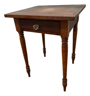 Mid 19th Century Sheraton American Birds Eye Maple Legged Cherry One Drawer Stand