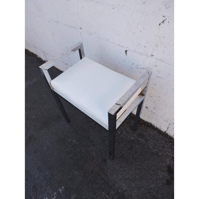 Vintage Mid Century Small Chrome And White Vinyl Vanity Stool Bench Chairish
