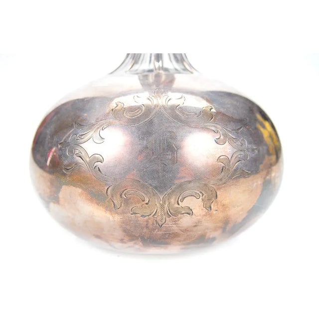 Art Deco Art Deco Glass Decanter Bottle W/ Heavy Sterling For Sale - Image 3 of 6
