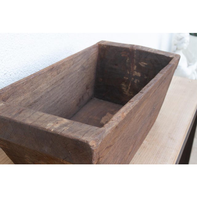 Vintage Heavy Dark Wood Planter For Sale - Image 4 of 7