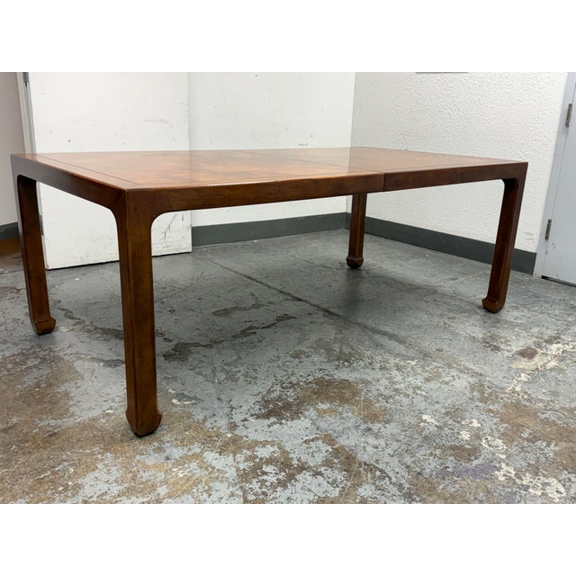 Chinoiserie Vintage Parquet Inlaid Chinoiserie Style Extension Dining Table For Sale - Image 3 of 12