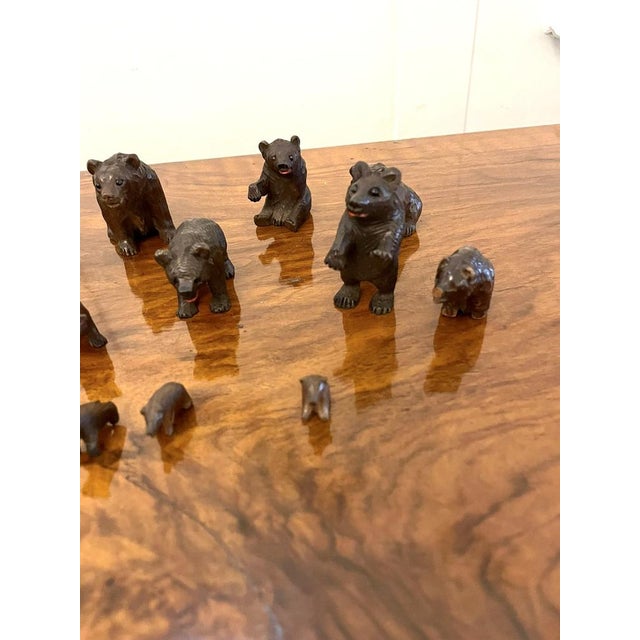 Small 19th Century Carved Oak Black Forest Bears, 1860s, Set of 15 For Sale - Image 11 of 16