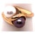 Metal 14 Karat Yellow Gold White and Black Cultured Pearl Free Form Ring, Size 9.5 For Sale - Image 7 of 8