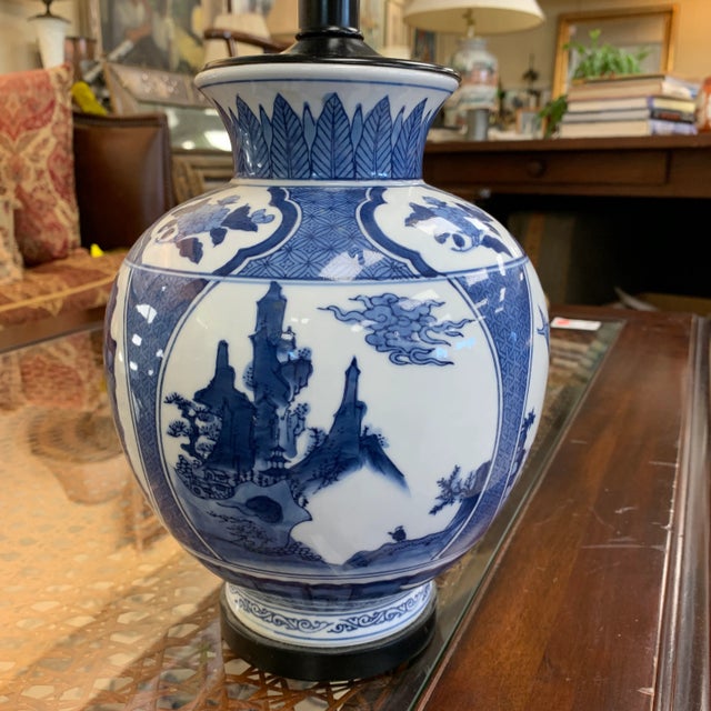 Dated from the late 20th century. Chinese cobalt vase table lamp. A great addition to any space.
