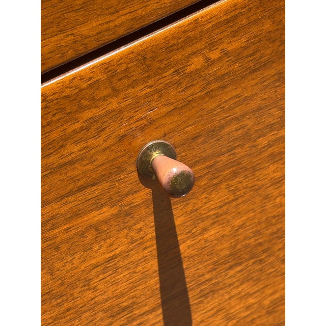 1960s Fine Vintage MCM Sculpted Walnut Gentleman’s Tall Dresser For Sale - Image 5 of 8