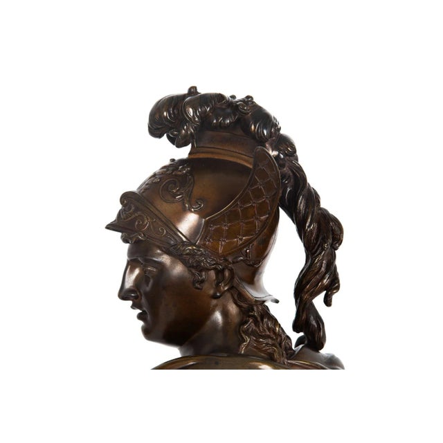 French Bronze Sculpture Antique Bust of Greek Warrior, Late 19th Century For Sale - Image 9 of 12