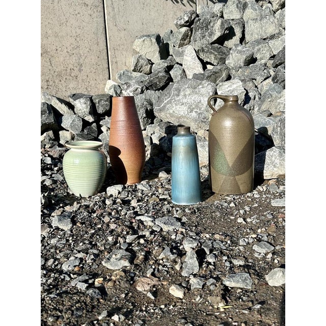 Studio Ceramic Vase with Anthracite-Turquoise Gradient Glaze from Lu and Gerd Grove, Germany, 1960s For Sale - Image 15 of 18