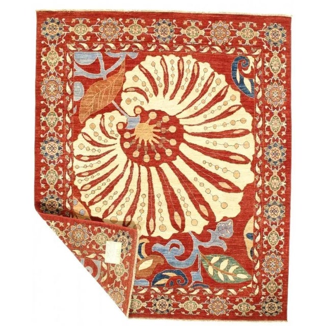 Pasargad Rust Fine Suzani Rug For Sale - Image 4 of 4