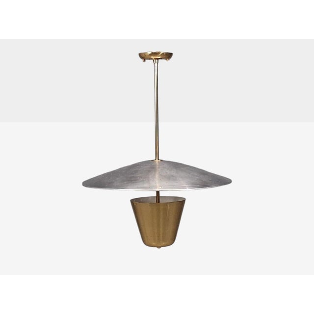 Mid-Century Modern Edward Wormley Attr., Large Perforated Chandelier, Brass, Lacquered Metal, Usa, 1950s For Sale - Image 3 of 12