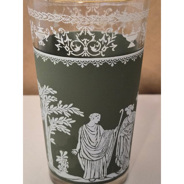 Mid-Century Modern Set of 8 Vintage Jeannette Hellenic Greek Glass Tumblers For Sale - Image 3 of 3