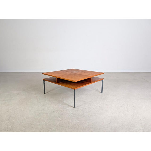 Mid-Century Modern Vintage Danish Coffee Table in Teak and Metal, 1970 For Sale - Image 3 of 9