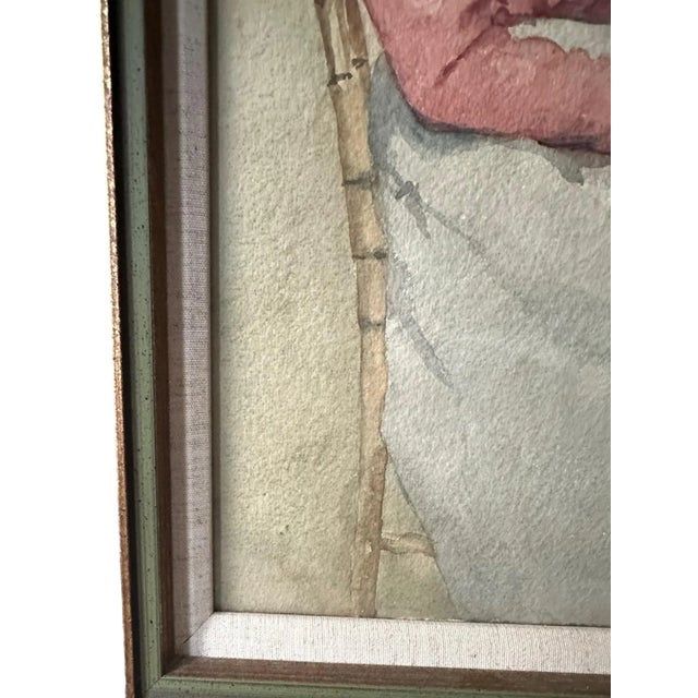 Antique Watercolor Painting, Portrait of Sitting Woman by Annie S. Johnson, Framed For Sale In New York - Image 6 of 9