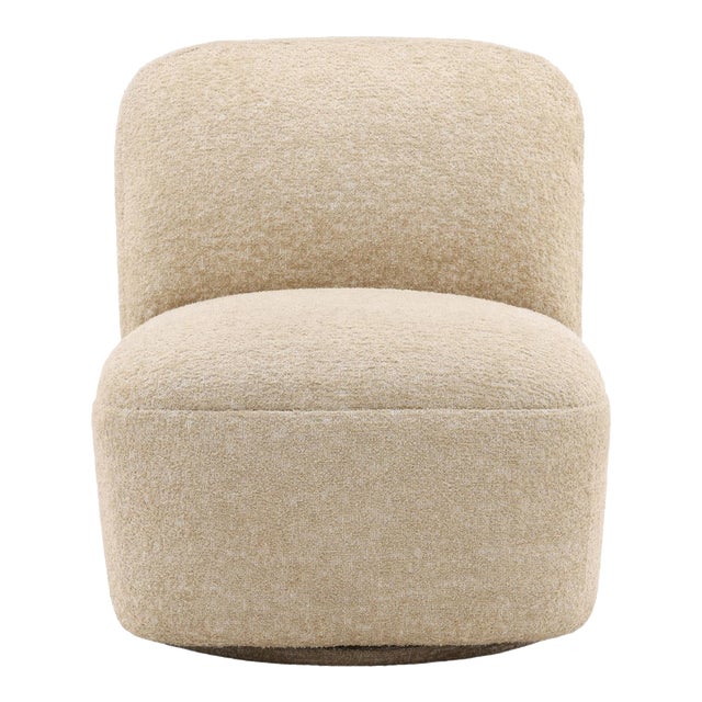 Ivory Soft Swivel Slipper Chair For Sale