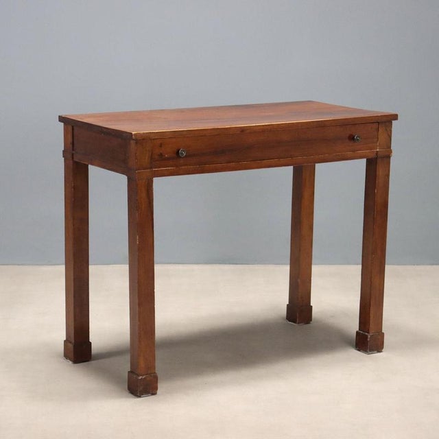 Brown Italian Empire Console Table in Walnut with Drawer For Sale - Image 8 of 8