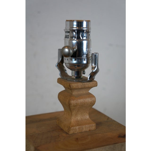 Early 21st Century Anthropologie Handmade Rustic Reclaimed Wood Table Lamp With Cowhide Shade For Sale - Image 5 of 12