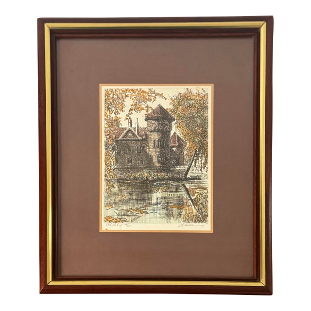 Signed & Numbered L. Mariae Castle Etching – Framed Limited Edition Print (12.75” X 15.5”) For Sale