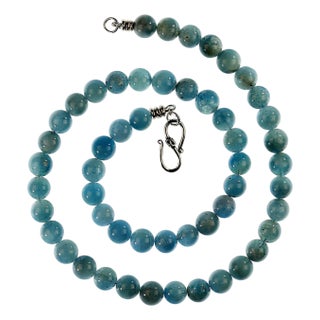 Ajd 22 Inch Medium Blue Translucent Aquamarine Necklace For Sale