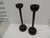 Tall Asian Black Lacquered Faux-Wood Candleholders - Set of 2 Rounded base and top. Fits a 2"D pillar candles. Size: 5.5"D...