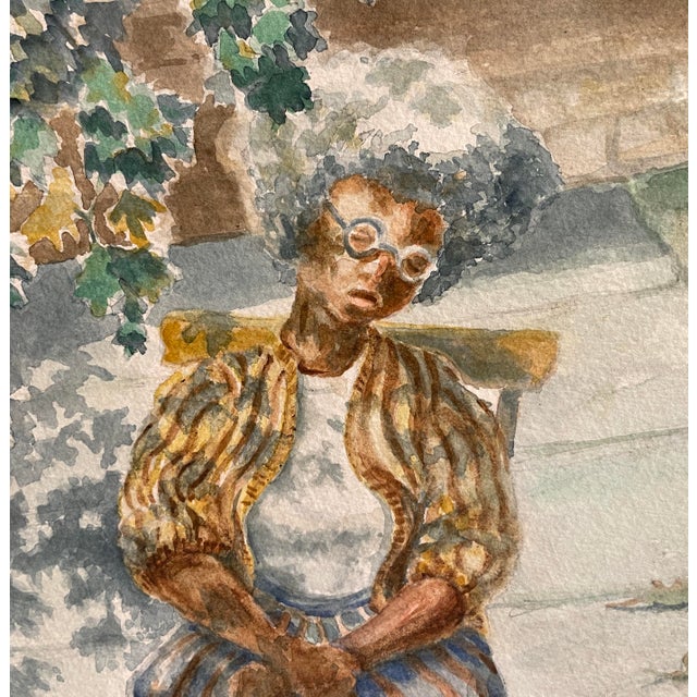 Watercolor on paper of an African American lady by Knoxville, TN artist Emilia Julku Pickett. Singed lower left. Original...