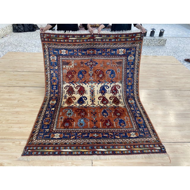 Rust Kazak Style Hand-Knotted Wool Area Rug For Sale - Image 10 of 13