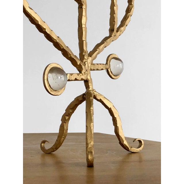 Brutalist Shabby-Chic Candelabra in Golden Wrough Iron, France, 2001 For Sale - Image 10 of 14