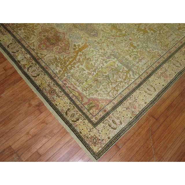 Folk Art Zabihi Collection Pictorial Turkish Animal Square Rug For Sale - Image 3 of 10