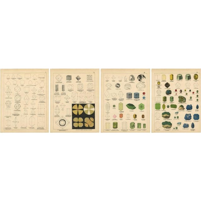 Gold Kenngott, Set of Four Mineralogy & Crystal Chromolithographs, 1888, Paper For Sale - Image 8 of 8