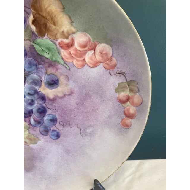 Vintage Hand-Painted Grapes Decorative Wall Plate Signed by Artist For Sale In Oklahoma City - Image 6 of 10