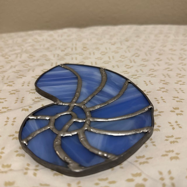 Nautical Sun Catcher Ammonite Blue For Sale - Image 3 of 4