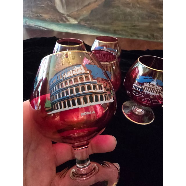 Vintage Mid Century Set 6 Murano Style Venetian Glasses For Sale - Image 12 of 12