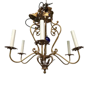 English Giltiron Coronet Chandelier