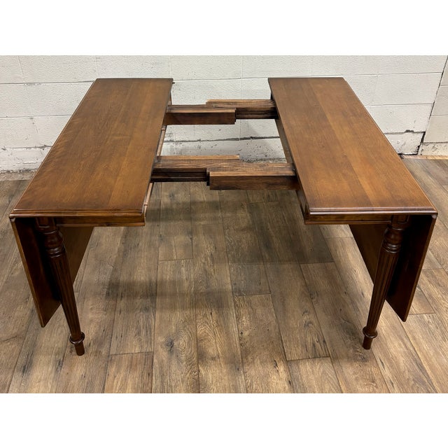 Vintage Ethan Allen American Traditional Birch and Maple Drop Leaf Dining Table For Sale - Image 11 of 13