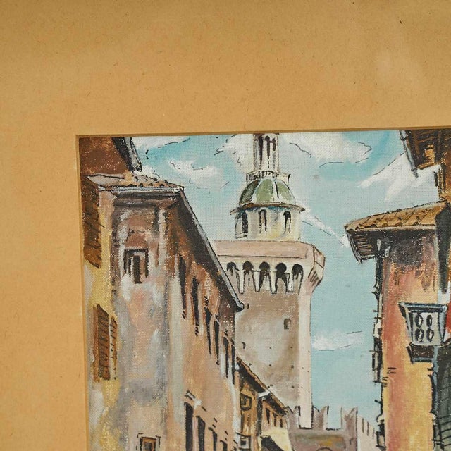 Giannino Lambertini, View with Tower, Watercolor For Sale - Image 3 of 5