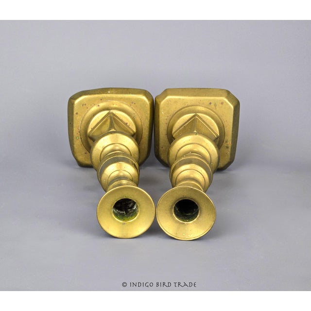 Pair of 19th Century England Brass Push Up Candlestick Holders For Sale - Image 4 of 5