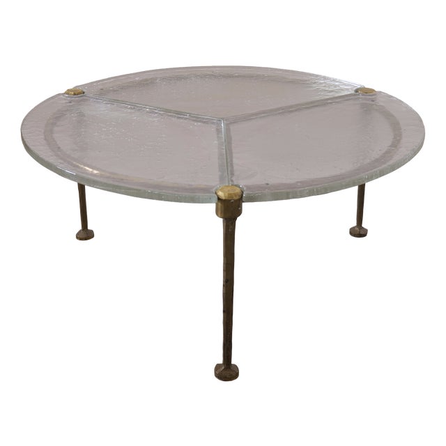 Round Coffee Table in Wrought Bronze by Lothar Klute, 1980 For Sale