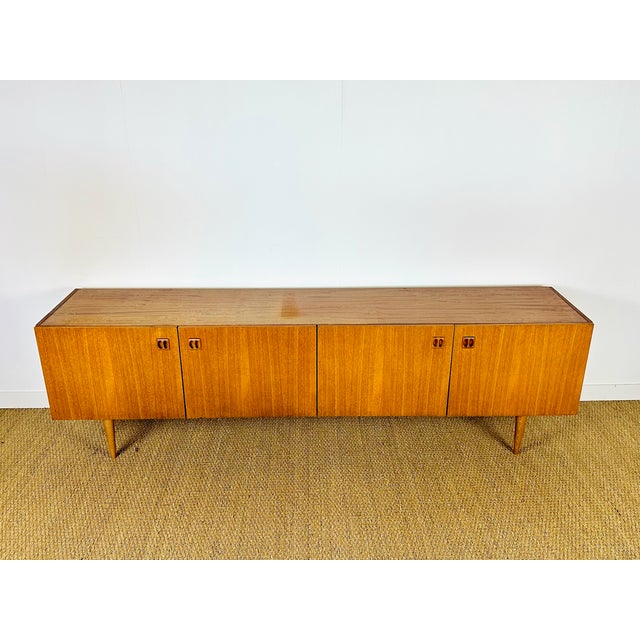 Mid-Century Modern Scandinavian Teak Sideboard with Four Doors and Tapered Legs, 1960s For Sale - Image 3 of 18