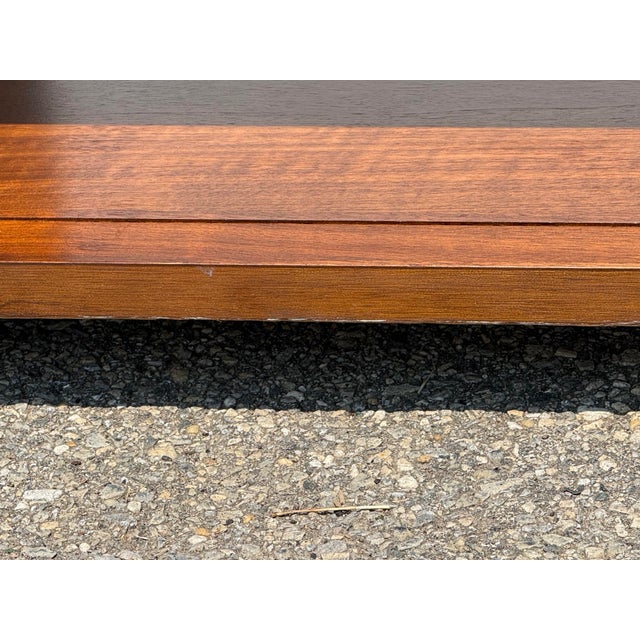 Brown Mid-Century Modern Walnut Low Coffee Table/Media Console With Sliding Doors For Sale - Image 8 of 12