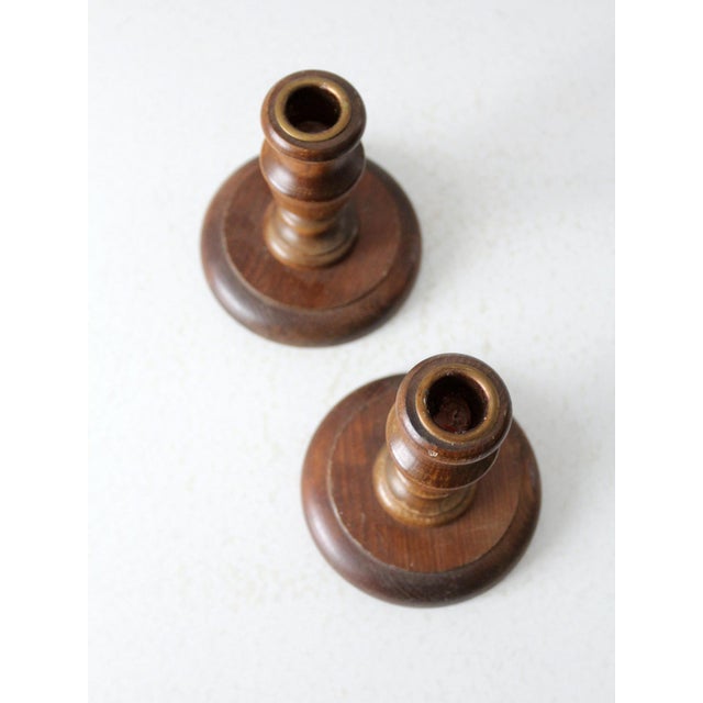 Wood Vintage Wooden Candle Holders Pair For Sale - Image 7 of 10
